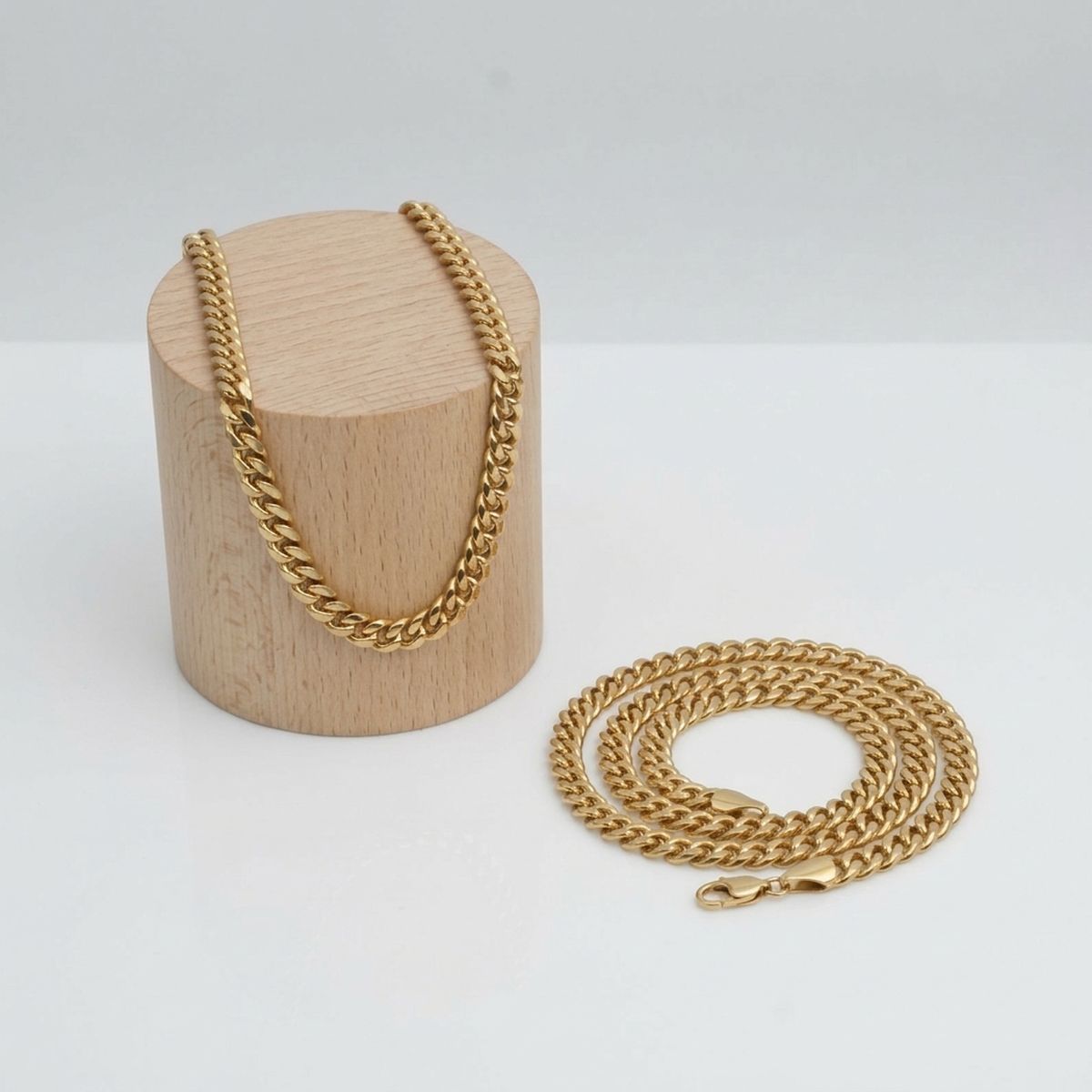 Unisex 20in 6DC 8mm Gold Stainless Steel Chain