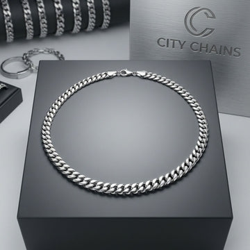 Unisex 20in 6DC 8mm Silver Stainless Steel Chain