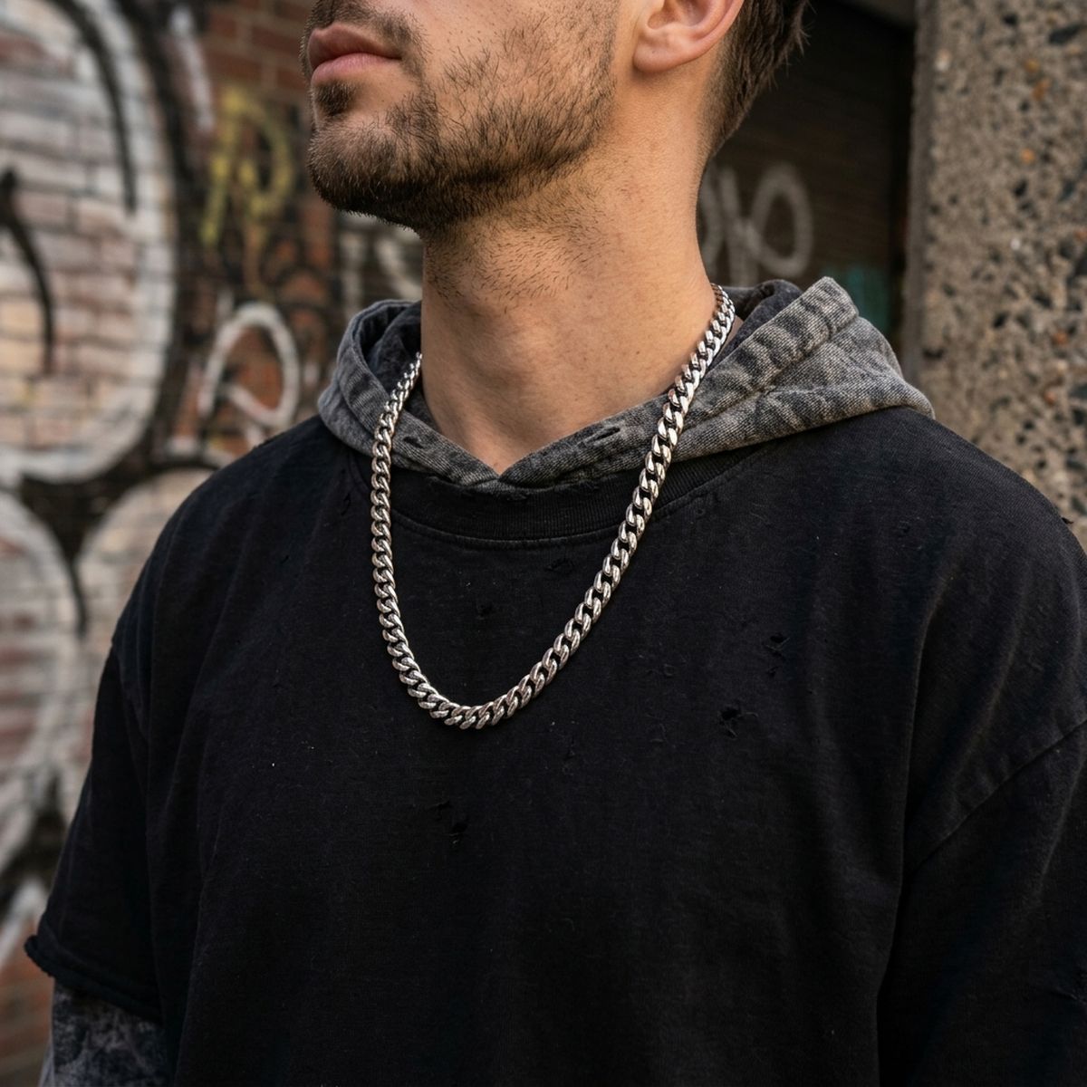 Unisex 20in 6DC 8mm Silver Stainless Steel Chain