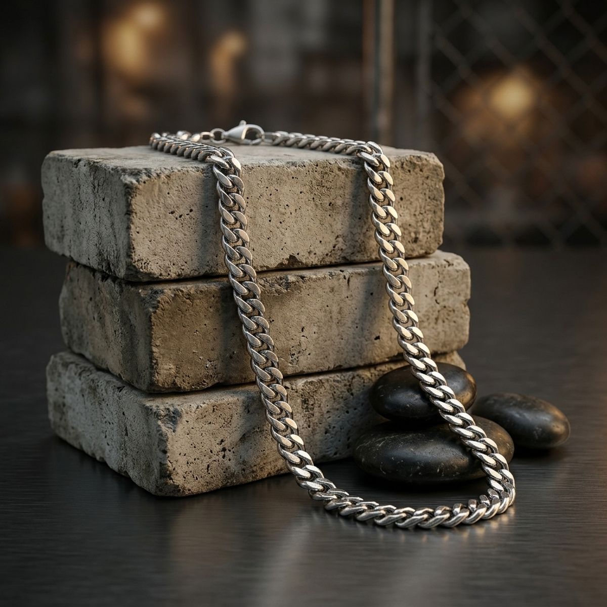 Unisex 20in 6DC 8mm Silver Stainless Steel Chain