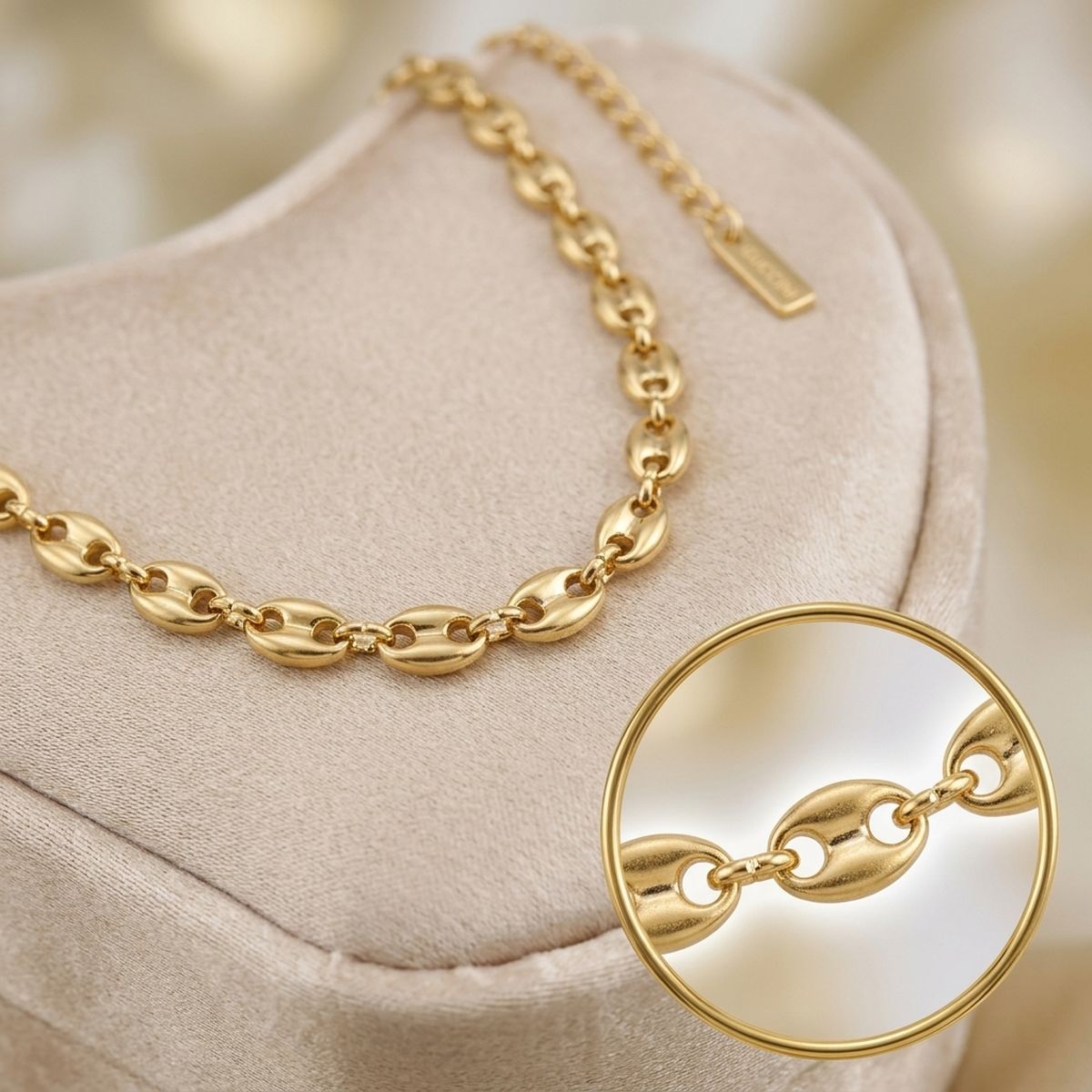 18k Gold Steel Mariner Chain Necklace for Women