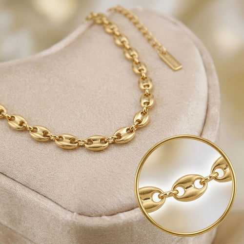 18k Gold Steel Mariner Chain Necklace for Women
