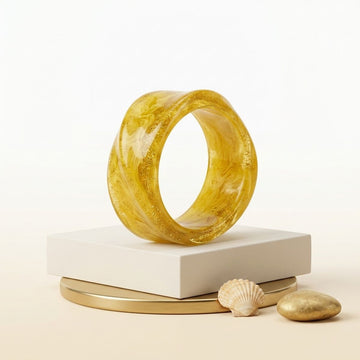 Bangle Vintage Mustard Resin Wavy Chunky Bracelet