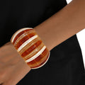 Bangle Marbled Rich Brown Stretch Wide Bracelet