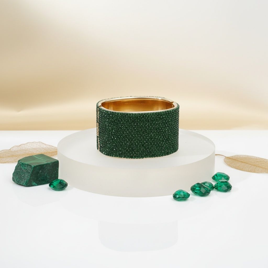 Cuff Confident Glamor Green Pave Finish Bracelet
