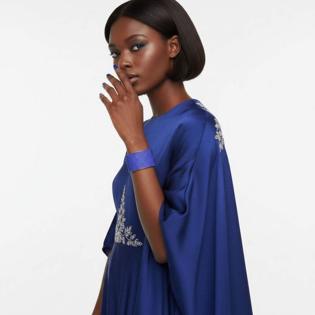 Cuff Confident Glamor Blue Pave Finish Bracelet