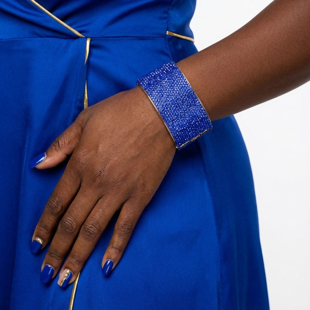 Cuff Confident Glamor Blue Pave Finish Bracelet