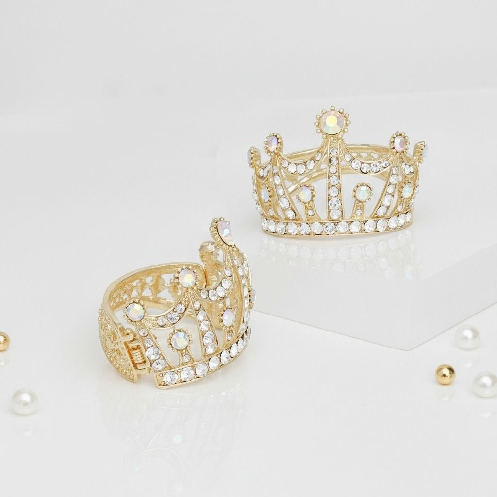 Cuff Royalty Gold Crown Luxe Crystal Bracelet