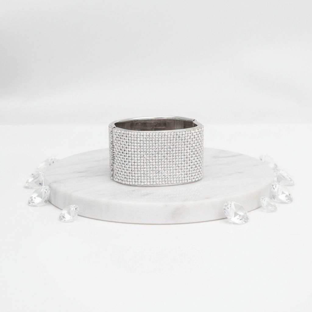 Cuff Confident Glamor White Pave Finish Bracelet