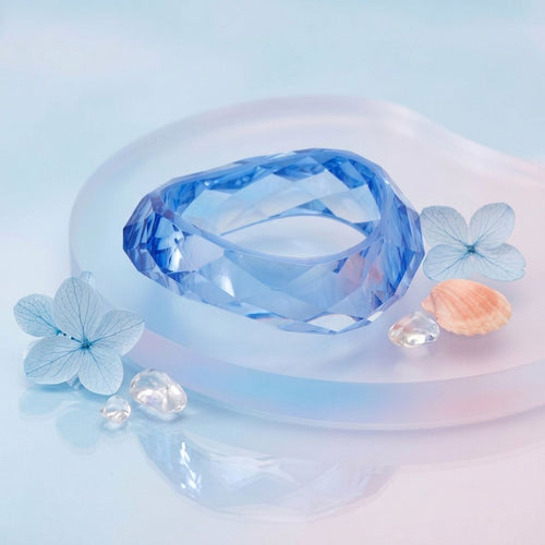 Bangle Transparent Blue Prism Wave Facet Bracelet