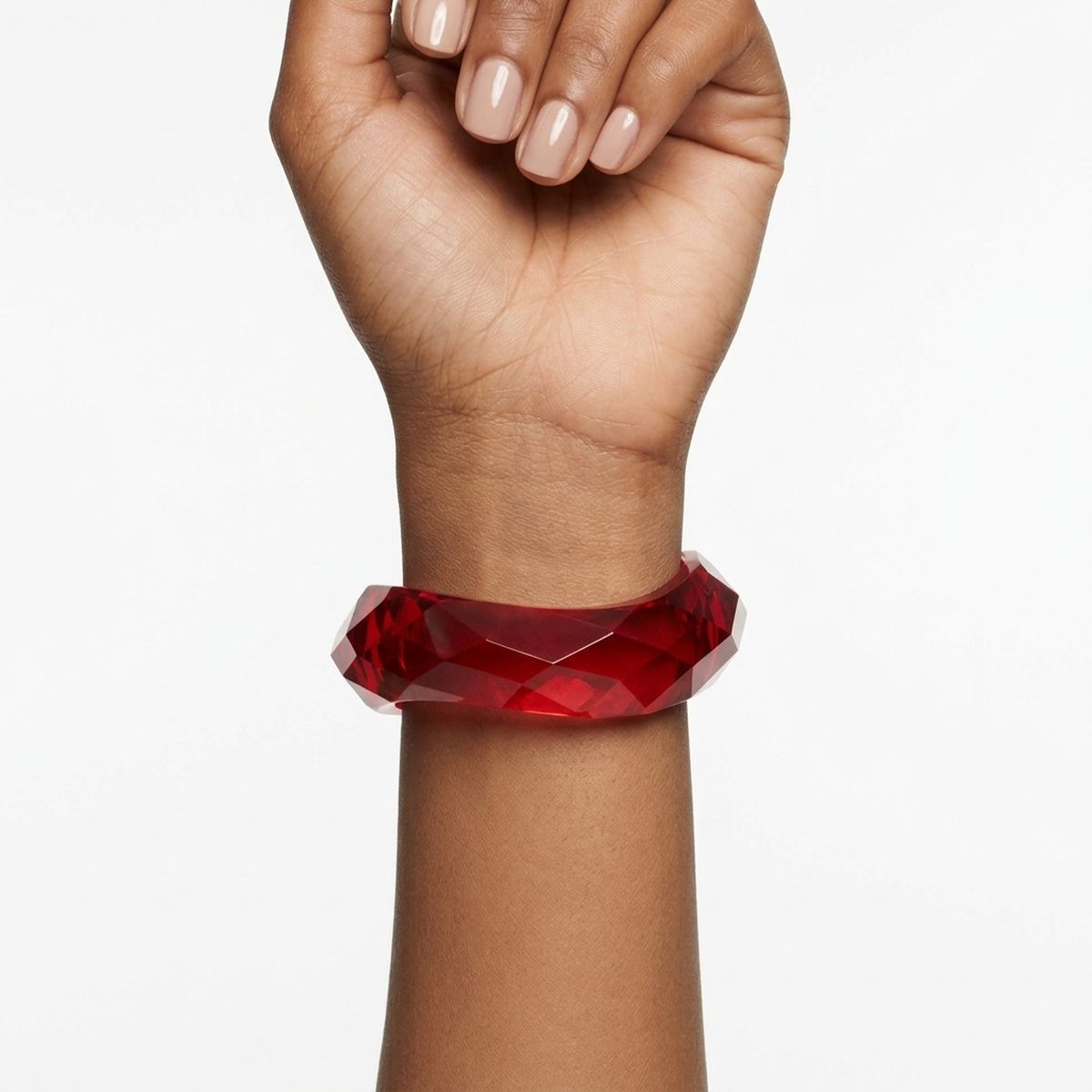Bangle Transparent Red Prism Wave Facet Bracelet
