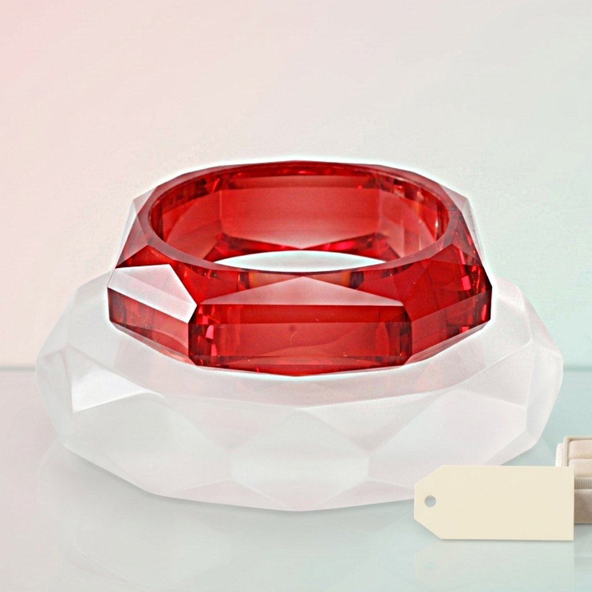Bangle Transparent Red Octagon Facet Bracelet