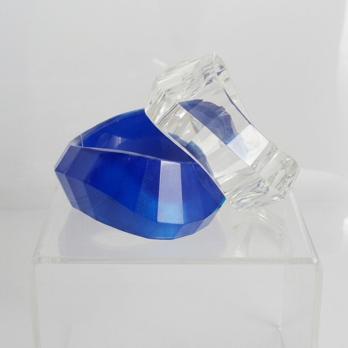 Bangle Retro Blue Shimmer Prism Chunky Bracelet