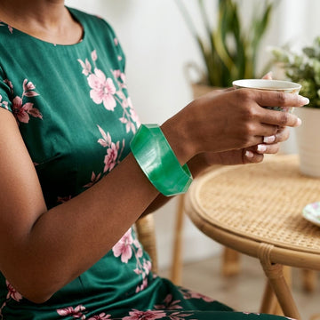 Bangle Retro Green Shimmer Prism Chunky Bracelet