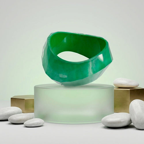 Bangle Retro Green Shimmer Prism Chunky Bracelet