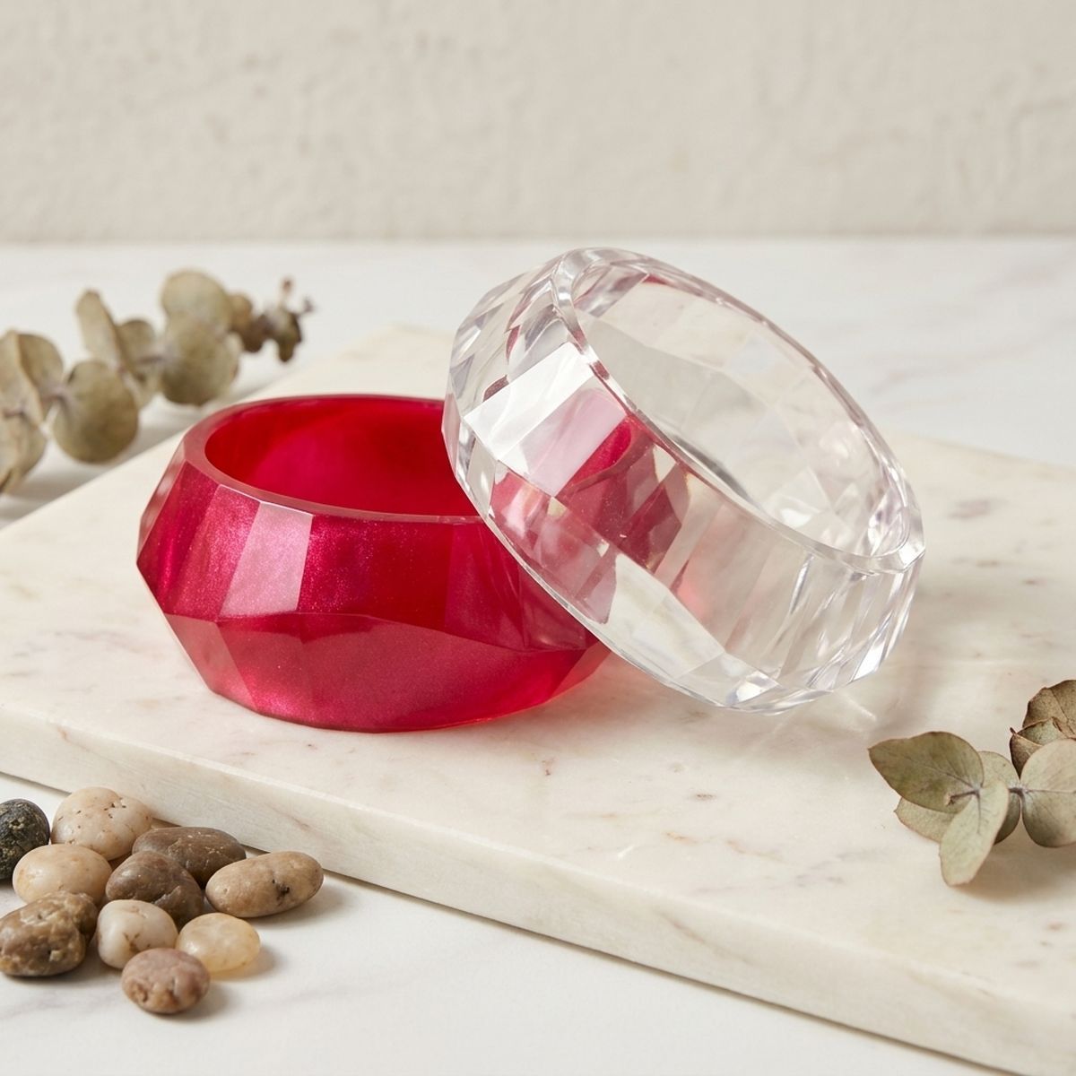 Bangle Retro Red Shimmer Prism Chunky Bracelet