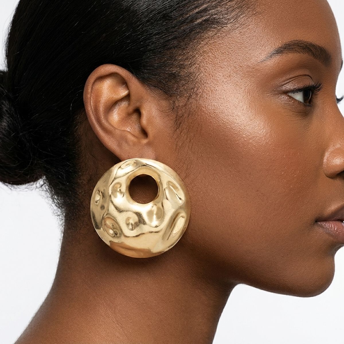 Stud Matte Gold Liquid Metal Disc Earrings