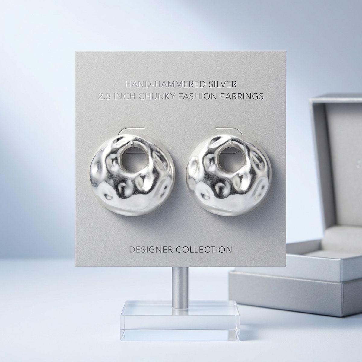 Stud Matte Silver Liquid Metal Disc Earrings