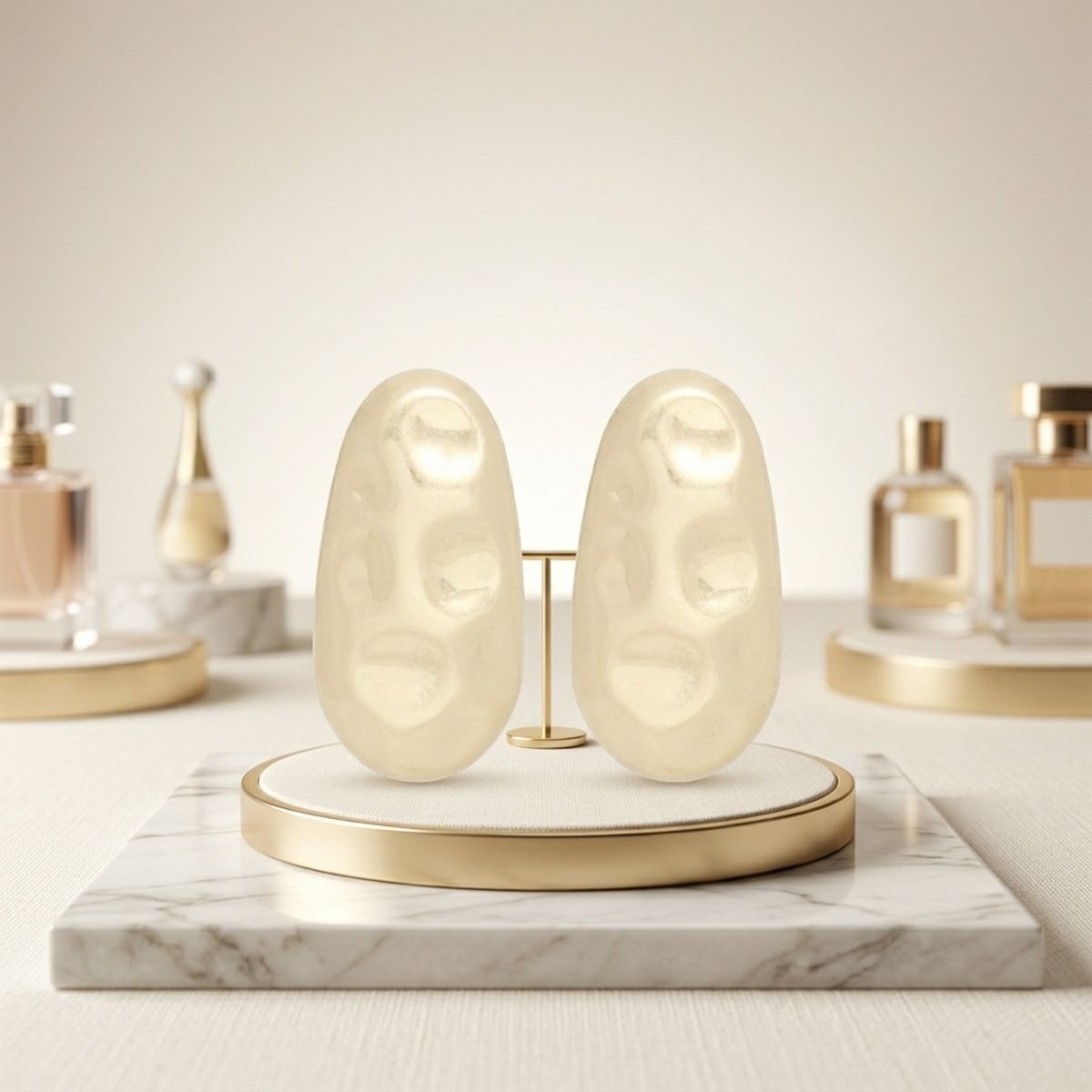 Stud Matte Gold Hammered Dome Teardrop Earrings