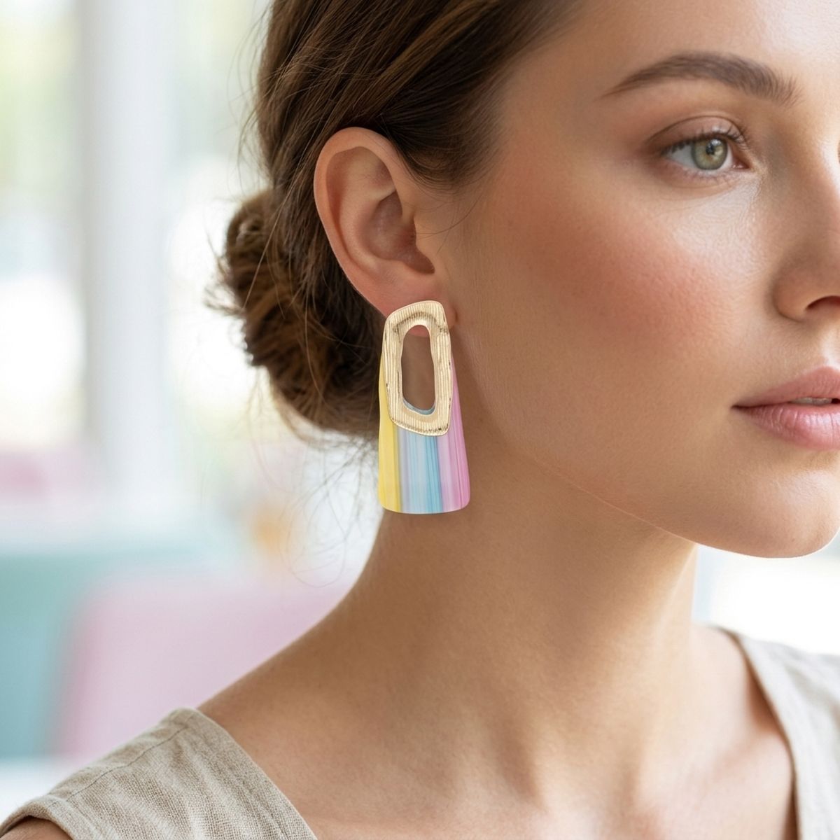 Stud Abstract Striped Retro Oversized Earrings