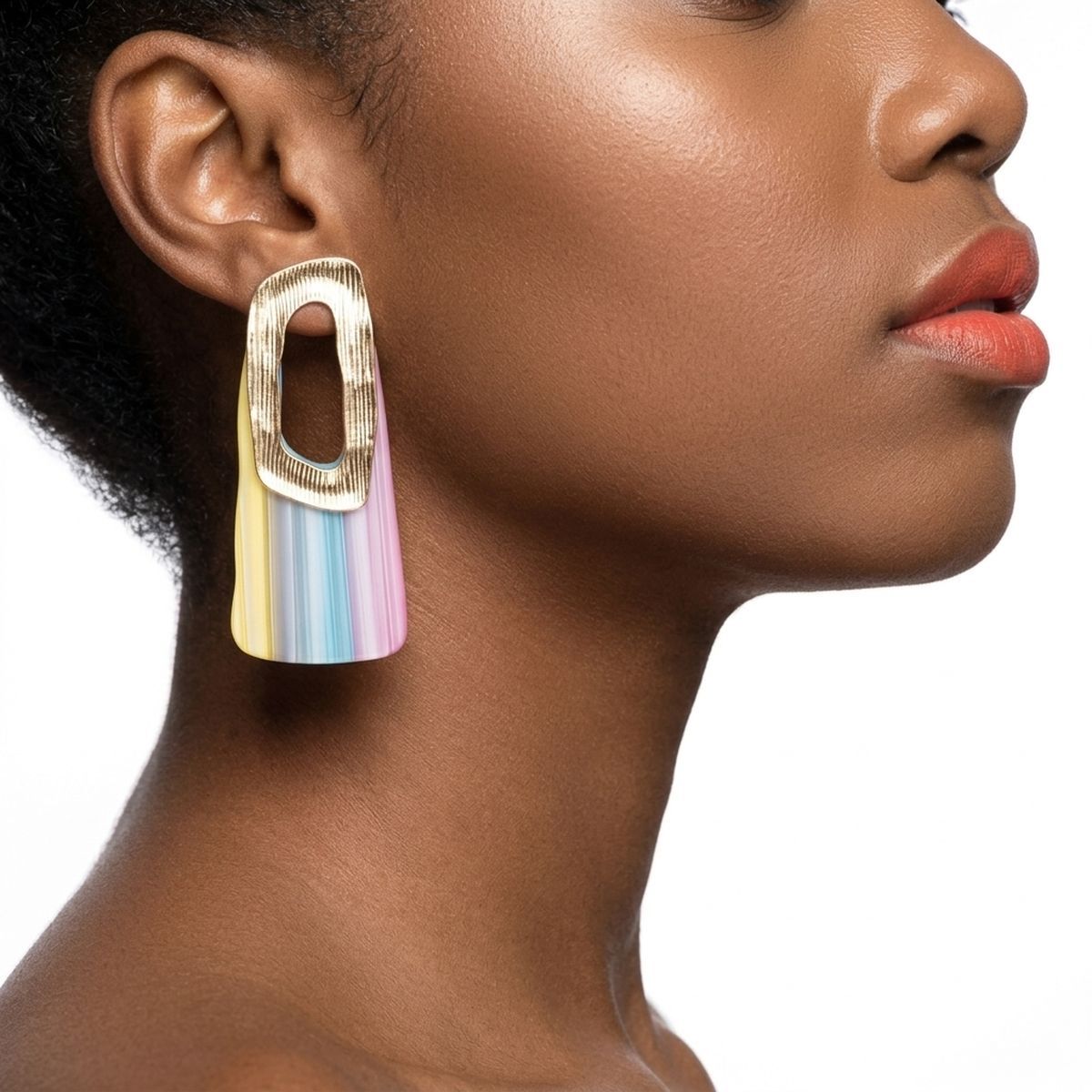 Stud Abstract Striped Retro Oversized Earrings