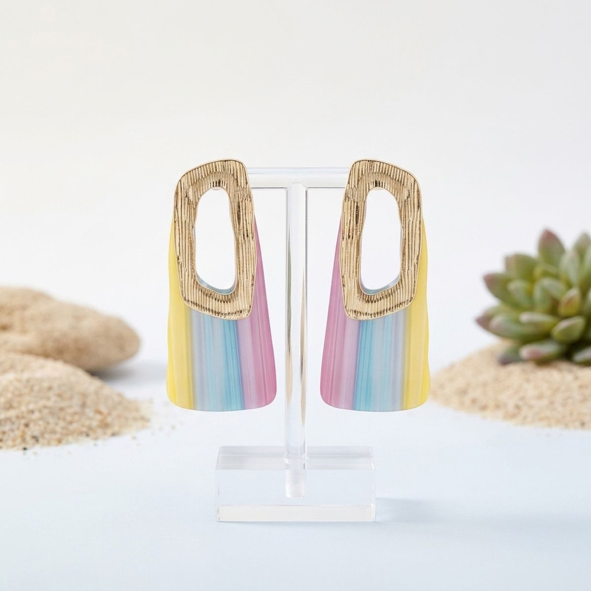 Stud Abstract Striped Retro Oversized Earrings