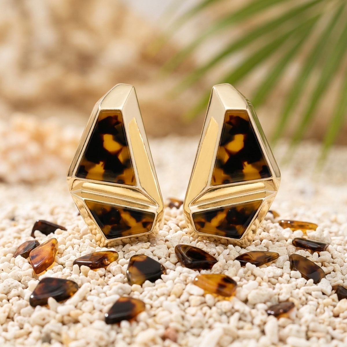 Stud Abstract Leopard Mosaic Terrazzo Earrings