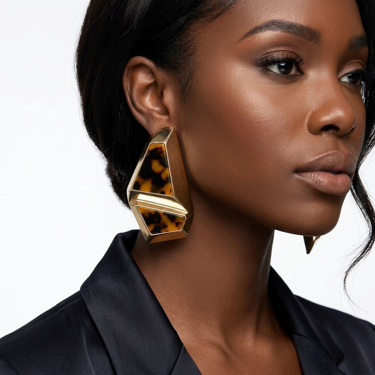 Stud Abstract Leopard Mosaic Terrazzo Earrings