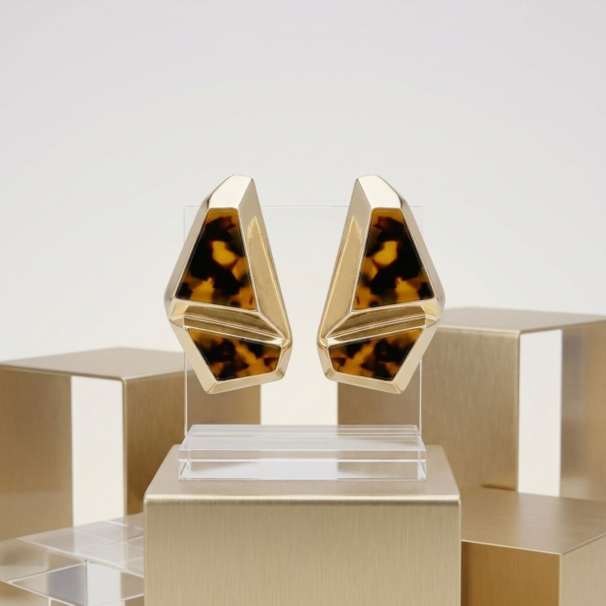 Stud Abstract Leopard Mosaic Terrazzo Earrings