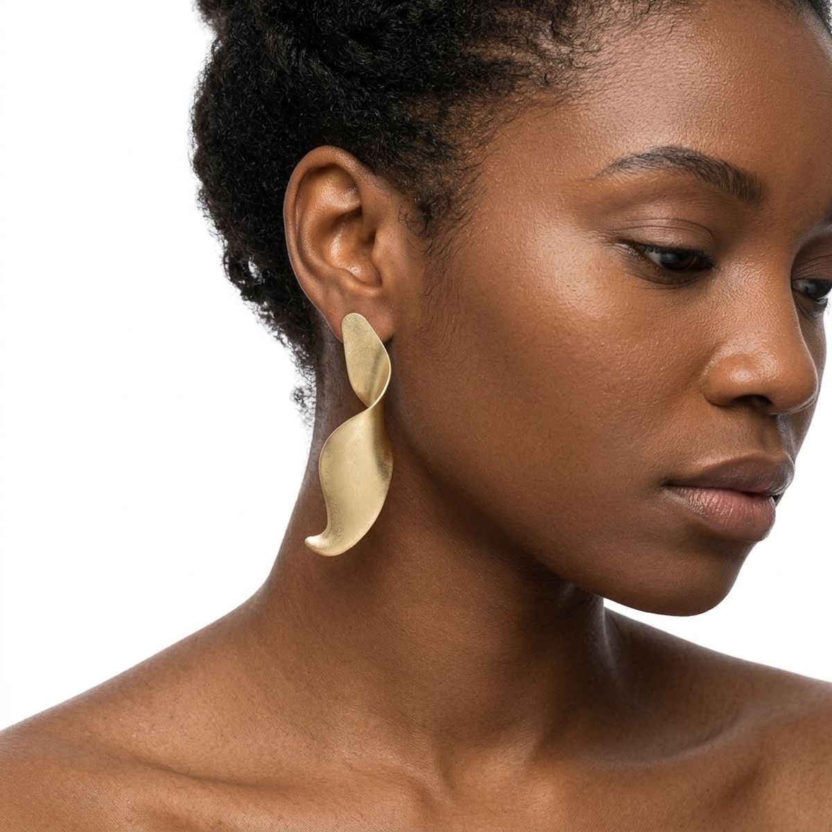 Drop Matte Gold 3D Twist Sculpted Earrings