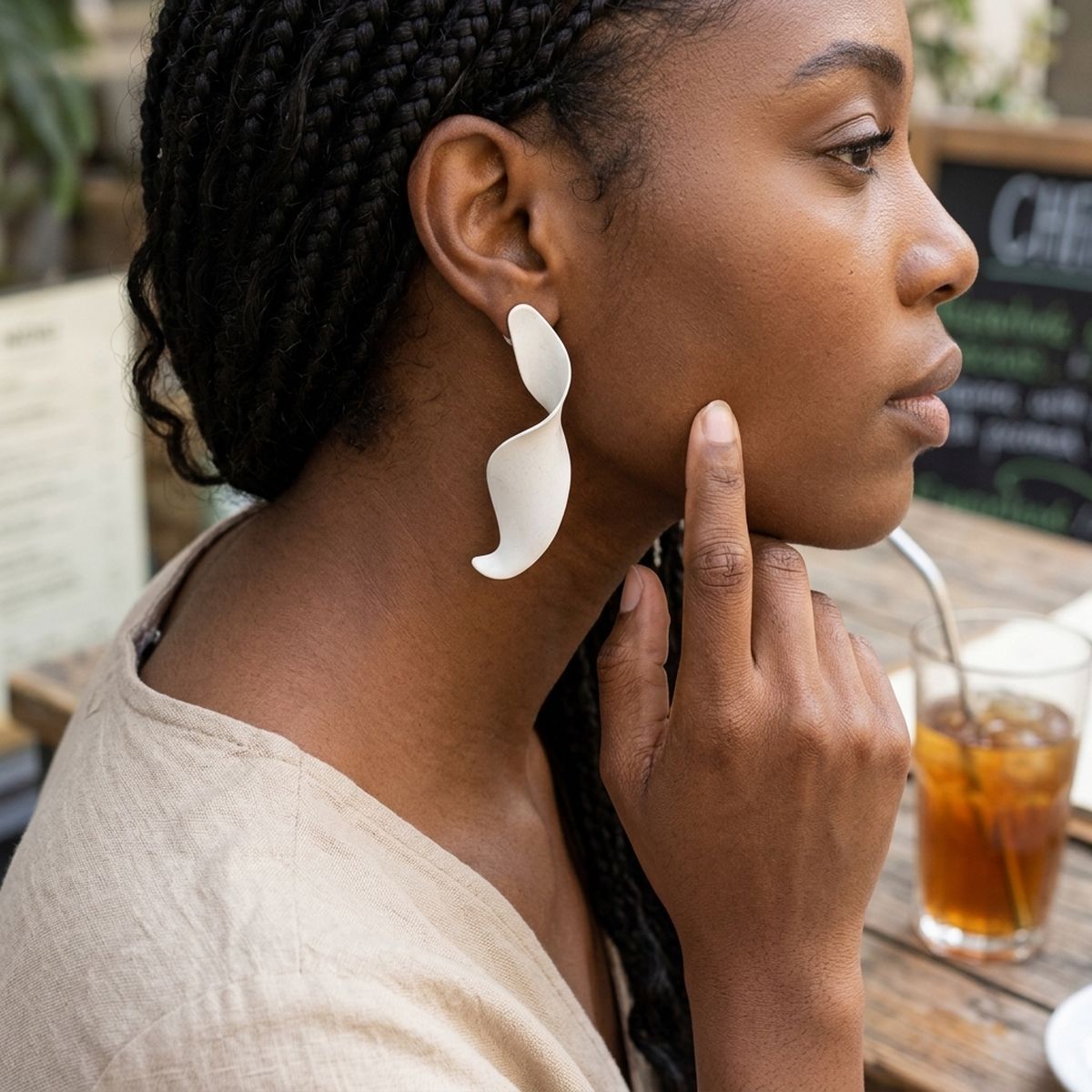 Drop Matte Silver 3D Twist Sculpted Earrings