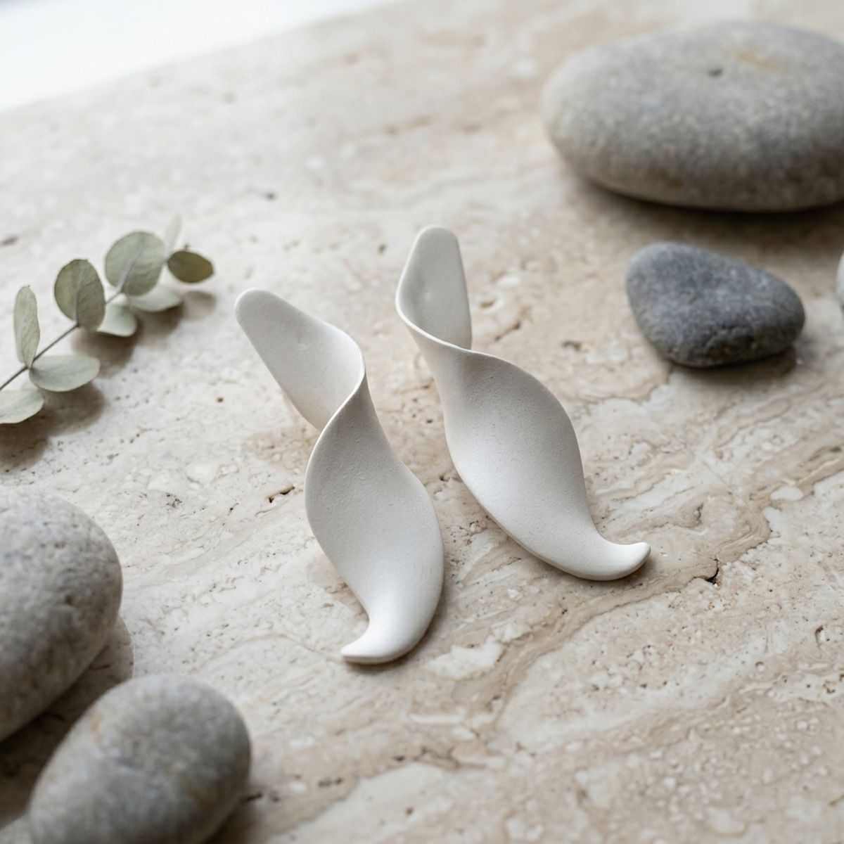Drop Matte Silver 3D Twist Sculpted Earrings