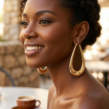 Hoop Gold Oversized Teardrop Chunky Earrings