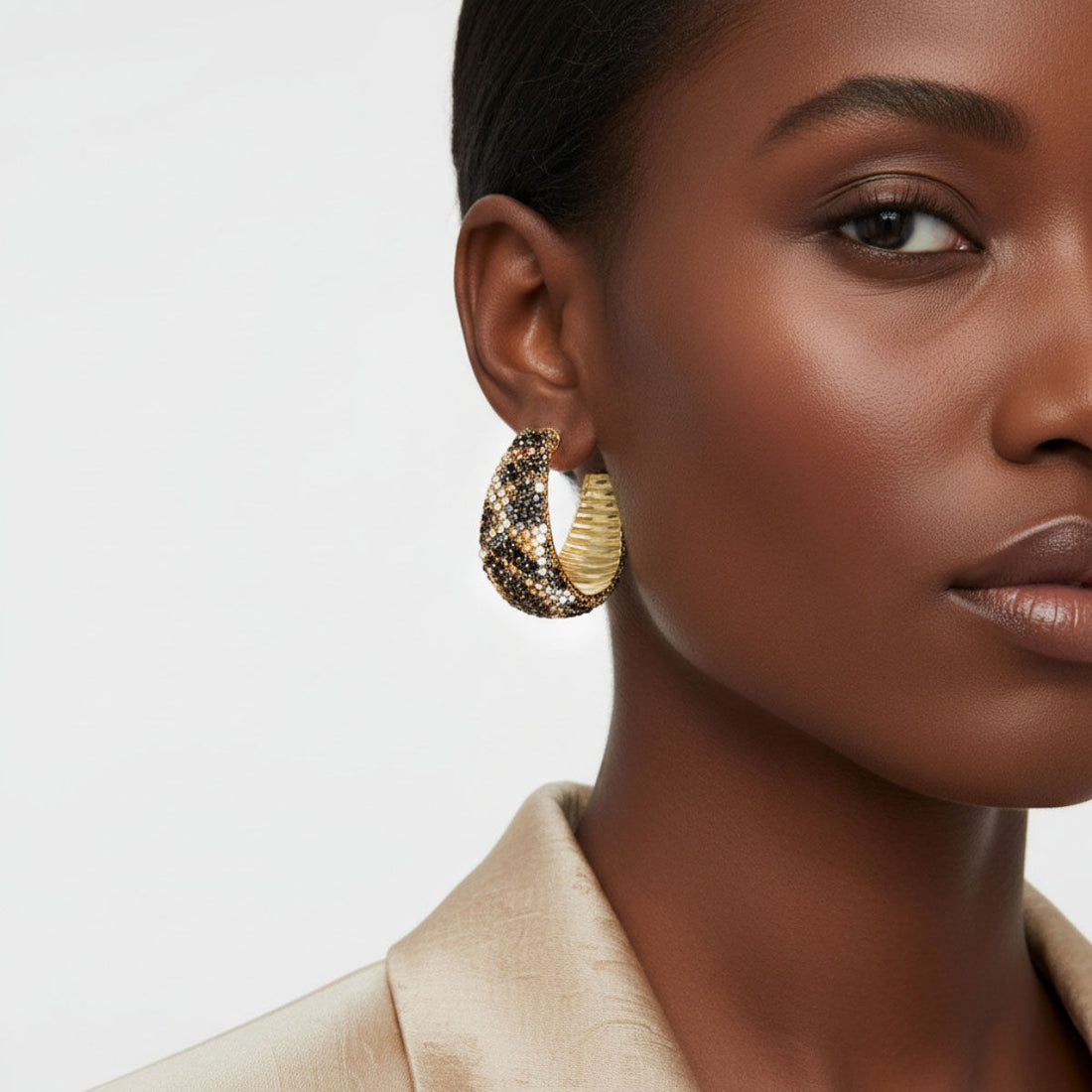 Hoop Dazzling Leopard Ribbed Wide Earrings Women