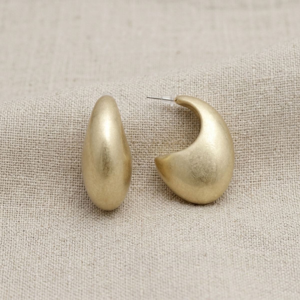Hoop Matte Gold Chubby Crescent Earrings