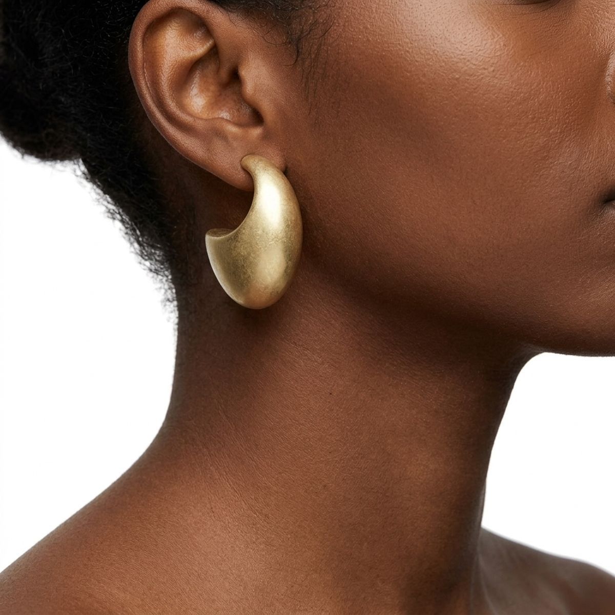 Hoop Matte Gold Chubby Crescent Earrings