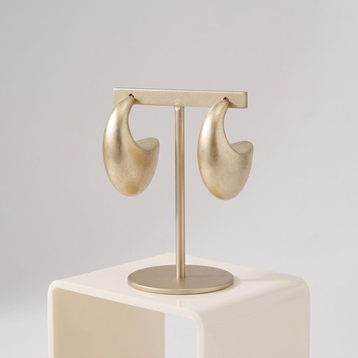 Hoop Matte Gold Chubby Crescent Earrings