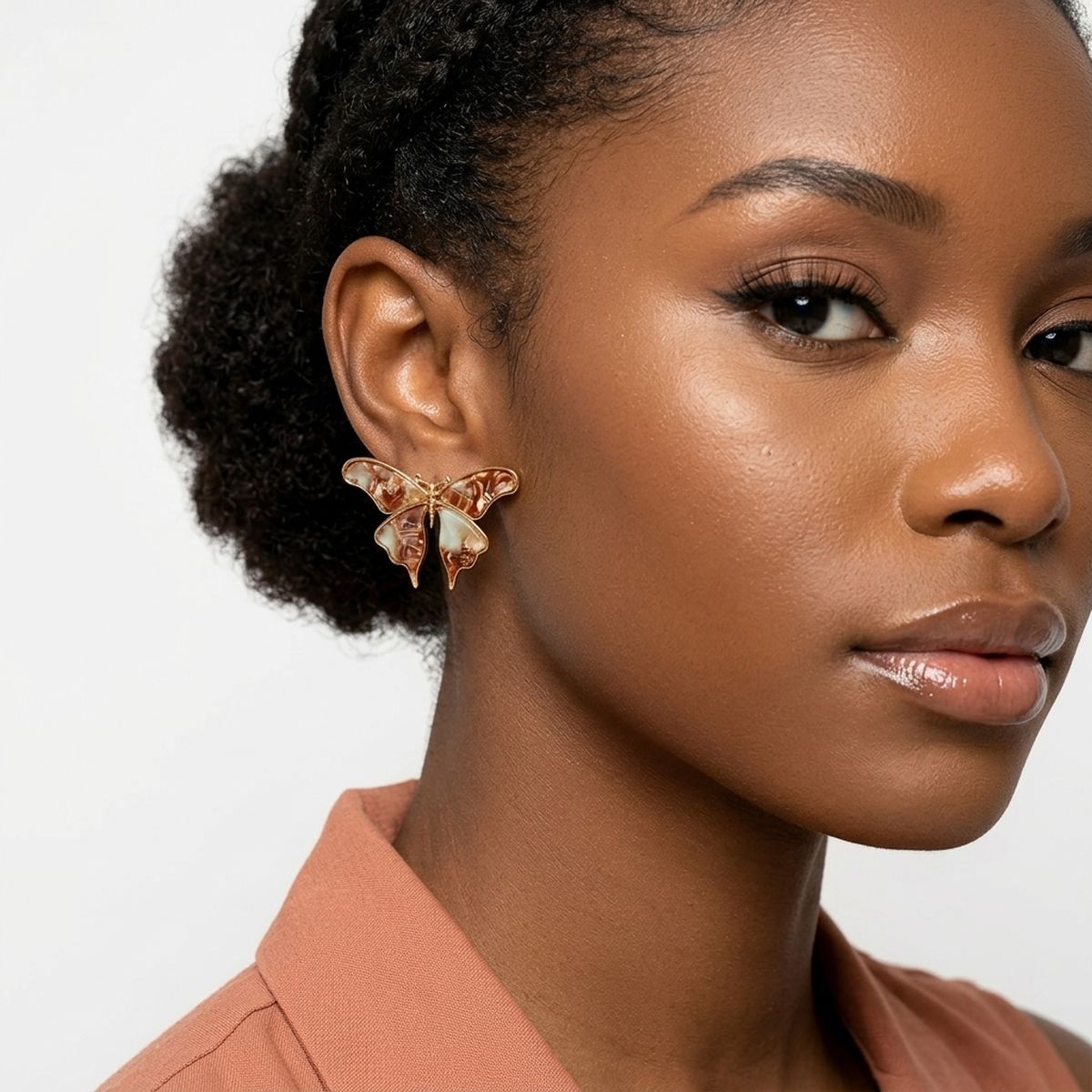 Stud Brown Winged Butterfly Free Spirit Earrings