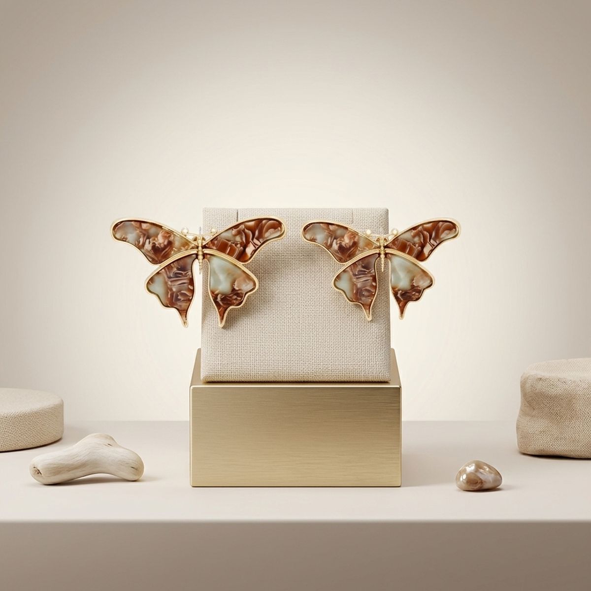Stud Brown Winged Butterfly Free Spirit Earrings