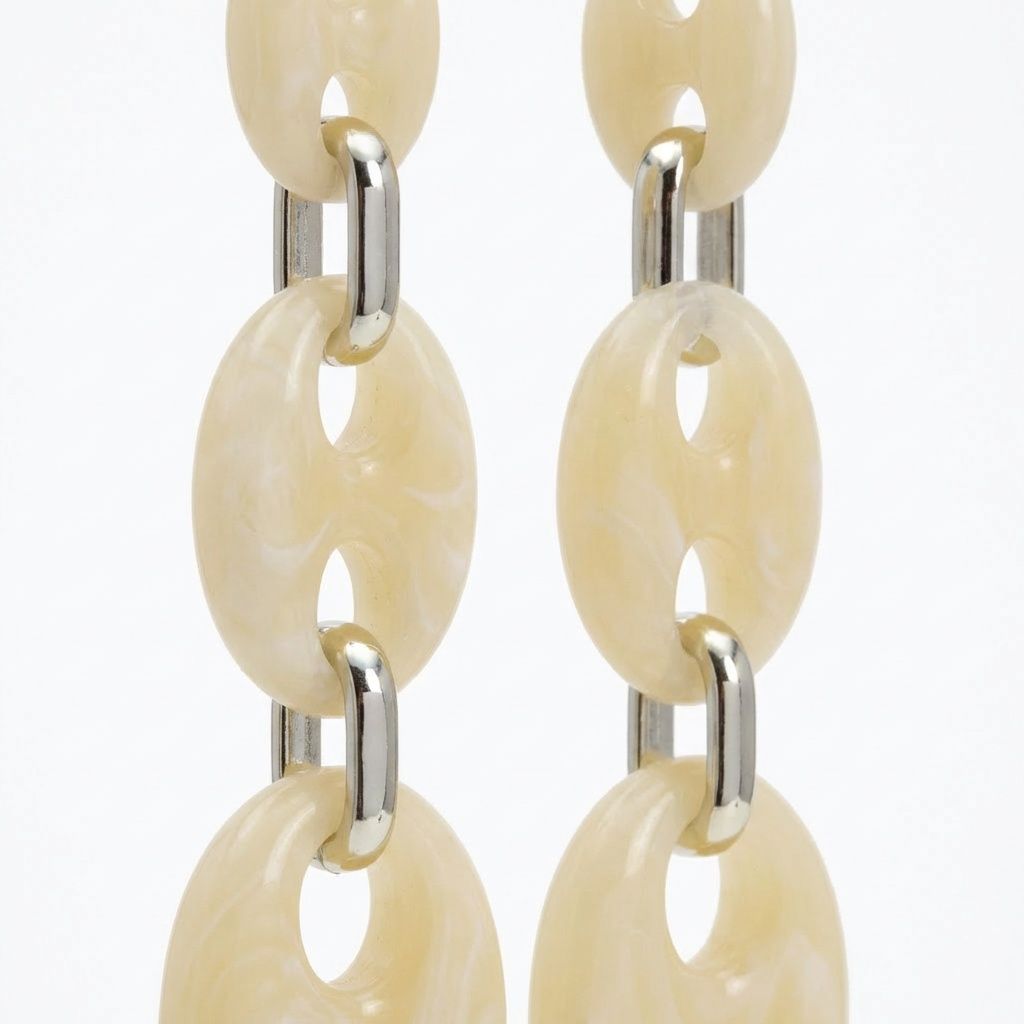 Dangle Vintage Ivory Resin Anchor Link Earrings