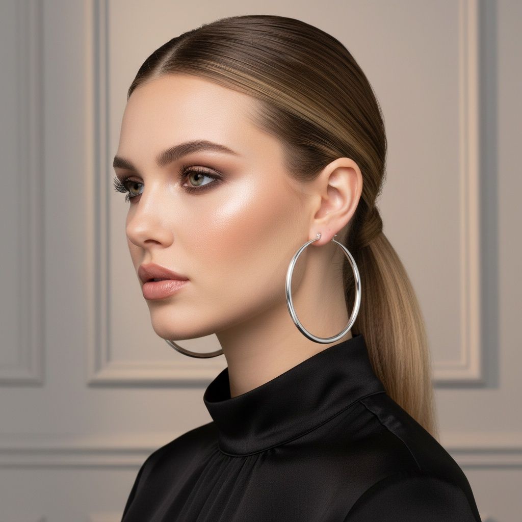 Hoop Classic 3 in Graduated Silver Earrings Women