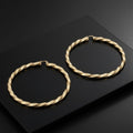 Hoop Large Twisted Gold Textured Thick Earrings