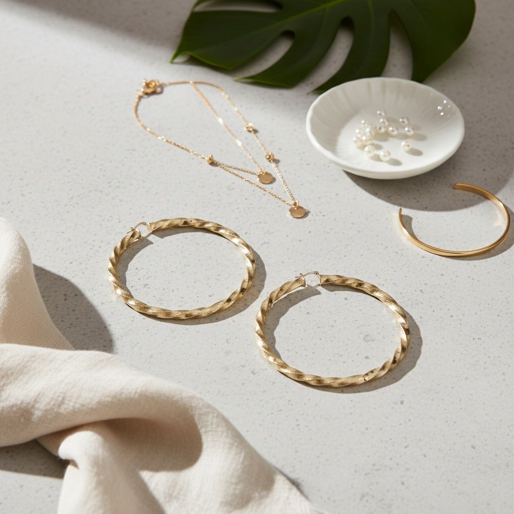 Hoop Large Twisted Gold Textured Thick Earrings