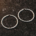 Hoop Large Silver Twisted Greek Key Earrings