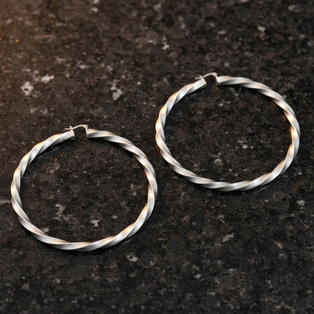 Hoop Large Silver Twisted Greek Key Earrings