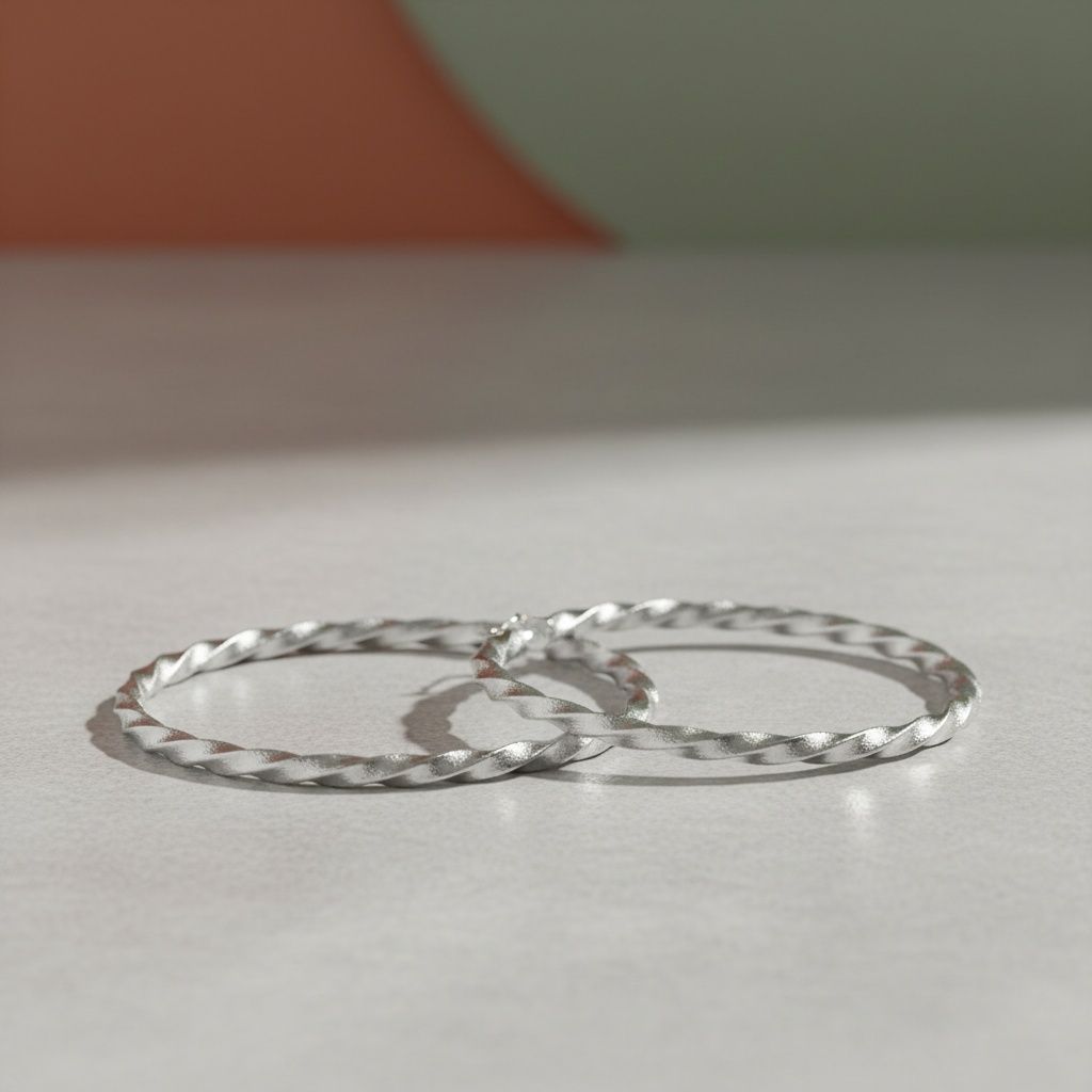 Hoop Large Silver Twisted Greek Key Earrings