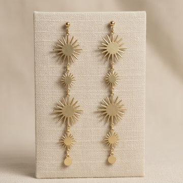 Dangle Golden Sunburst Celestial Earrings