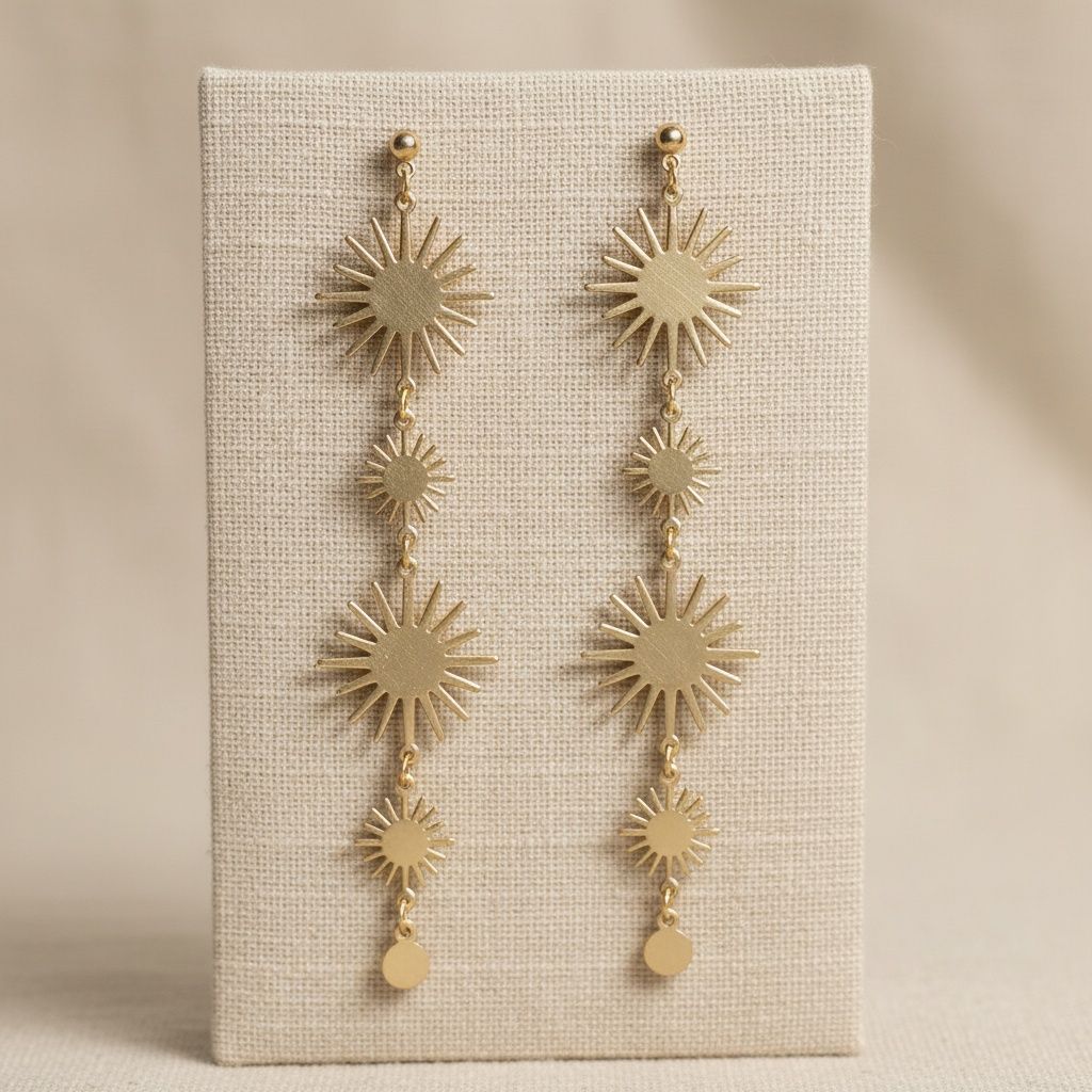 Dangle Golden Sunburst Celestial Earrings