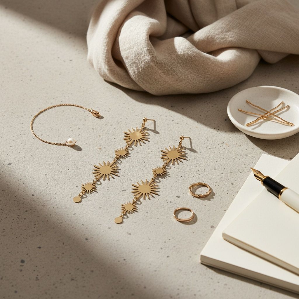 Dangle Golden Sunburst Celestial Earrings