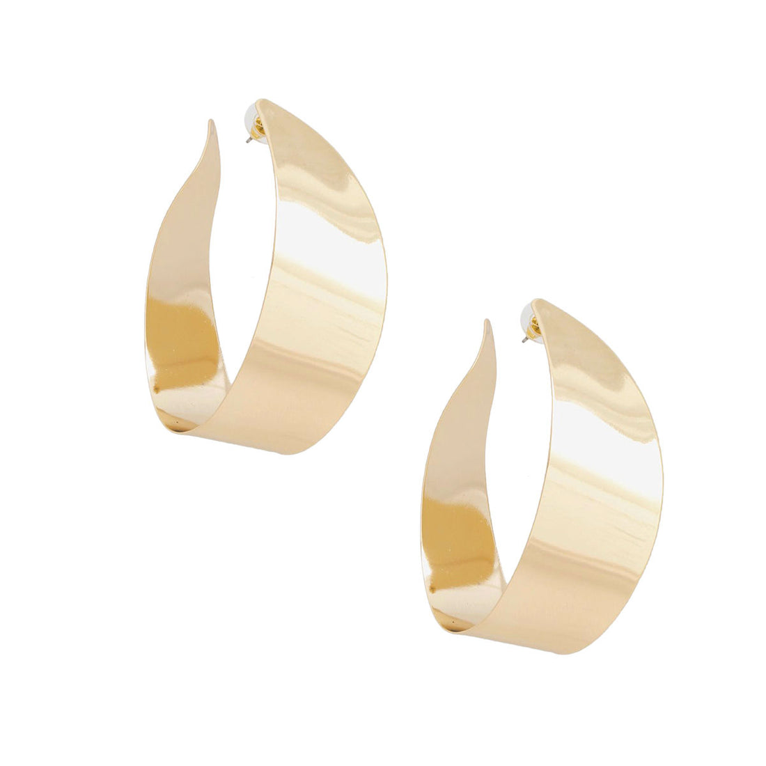 Hoop Contoured Gold Twisted U Shape Earrings